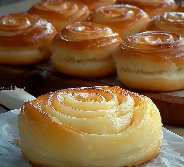 Delicious custard-filled bread fresh out of the oven