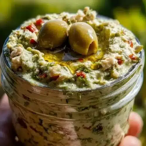 Feta and roasted red pepper dip served with vegetables and crackers