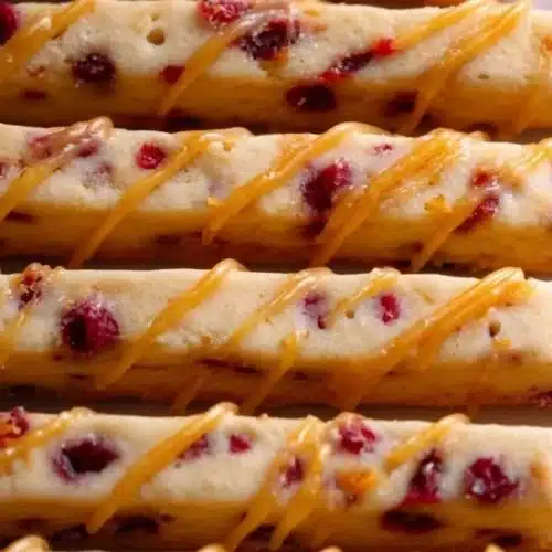 Homemade Orange Cranberry Shortbread Cookies on a cooling rack