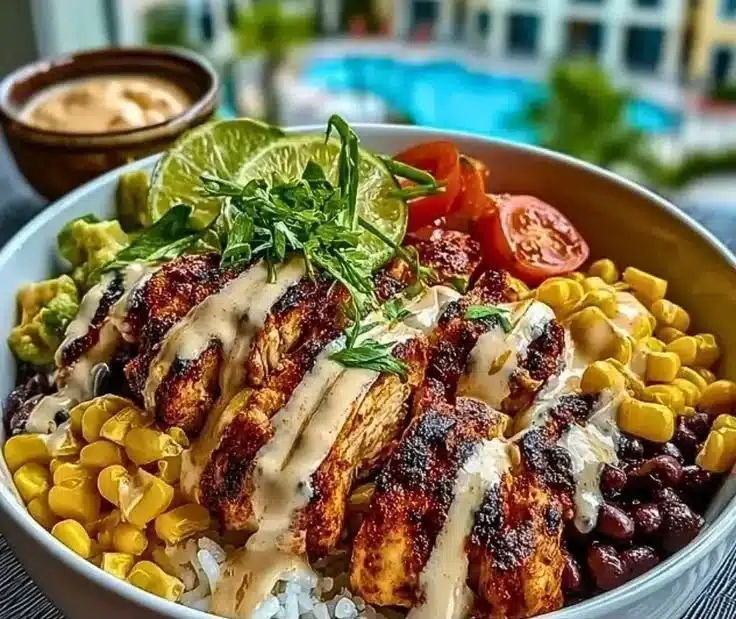 Delicious Smoky Chicken Bowl with fresh vegetables and smoky flavor