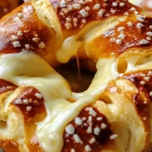 Delicious cheese stuffed pretzel fresh out of the oven