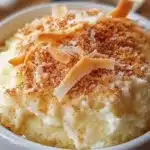 Delicious cottage cheese mug cake topped with fruits