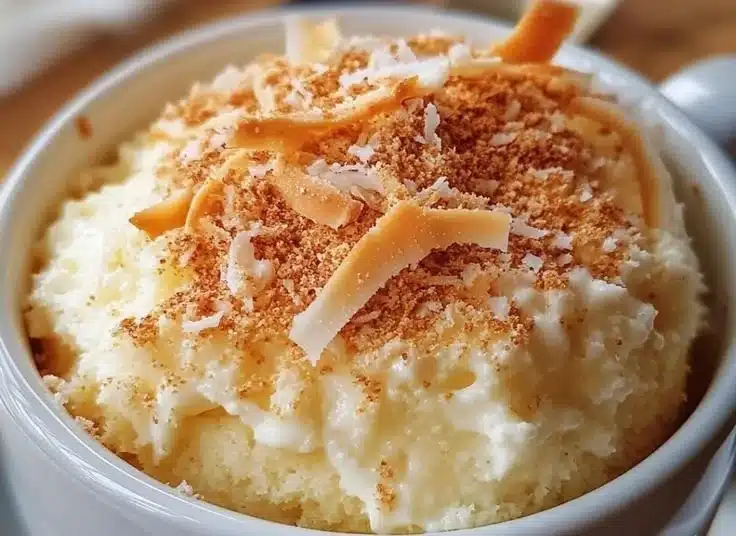 Delicious cottage cheese mug cake topped with fruits