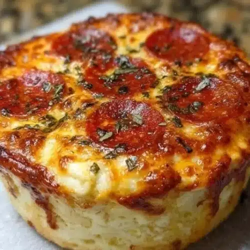 Delicious cottage cheese pizza bowl topped with fresh ingredients.