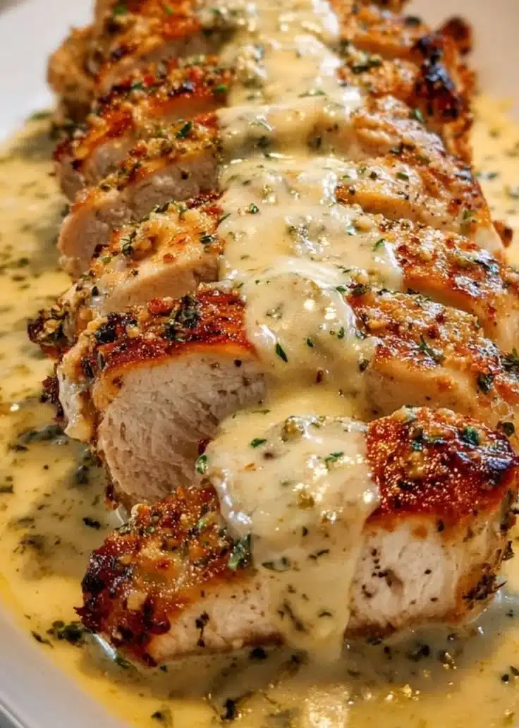 Creamy Parmesan Baked Caesar Chicken, a delicious baked chicken recipe