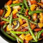 Colorful spring vegetable stir-fry with fresh seasonal ingredients