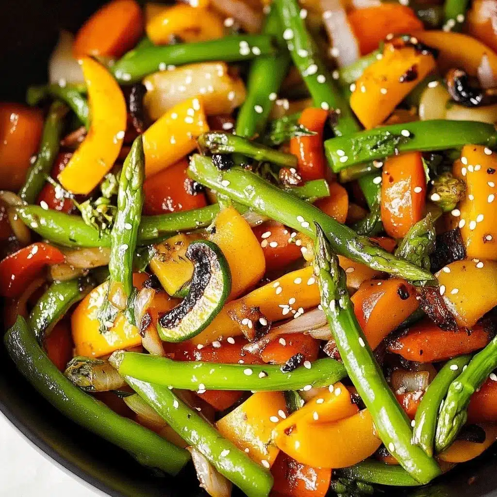 Colorful spring vegetable stir-fry with fresh seasonal ingredients