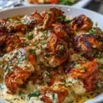 Delicious Turkish Chicken served with a creamy white sauce showcasing rich flavors.