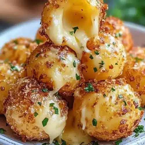 Crispy potato cheese bombs filled with melted cheese and herbs