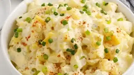 Delicious homemade potato salad in a bowl ready to serve