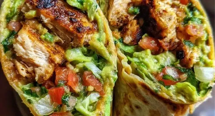 Delicious zesty avocado chicken wraps ready to serve