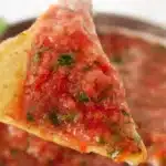 Bowl of easy homemade salsa with fresh ingredients and vibrant colors
